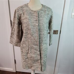 Eileen Fisher White Black Tweed Cardigan Size M